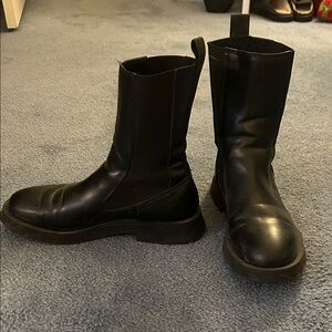 Black Leather Chelsea Boots- combat style